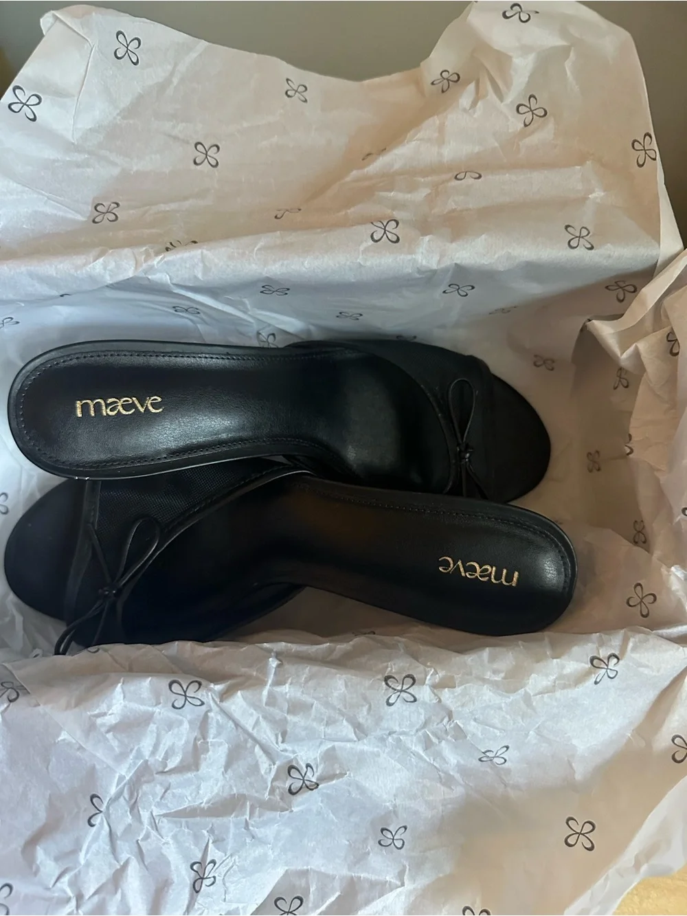 Anthropologie Maeve Black open toe kitten heels with Bow Accent